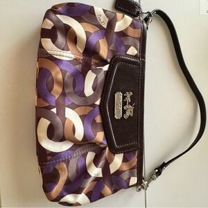 Coach Purple and Brown Patterned Wristlet